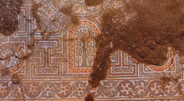 Kaçak kazıda bulunan mozaik gün yüzüne çıkarılıyor