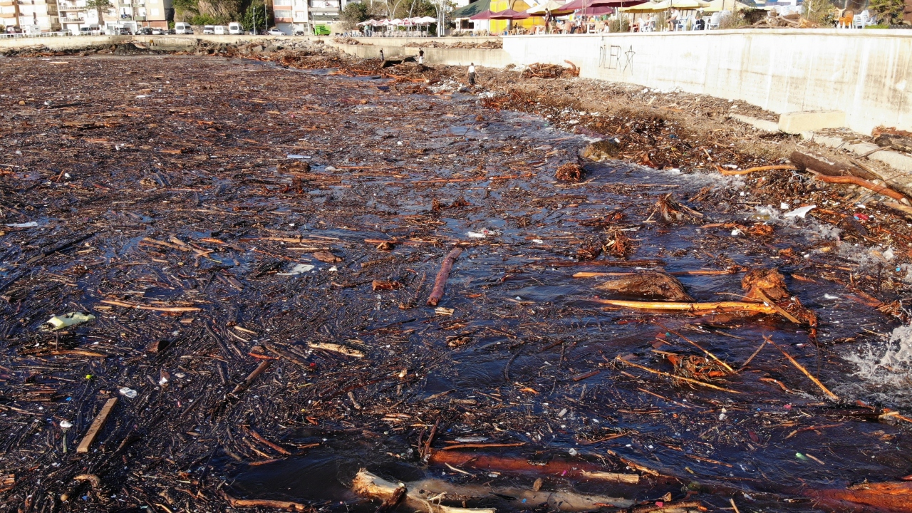Tirebolu ilçesinde sahil derelerin getirdiği çamur, rusubat, balçık nedeniyle adeta çamura bulandı.