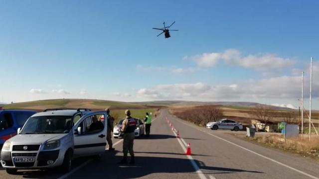 Malatyada jandarmadan helikopter destekli trafik denetimi