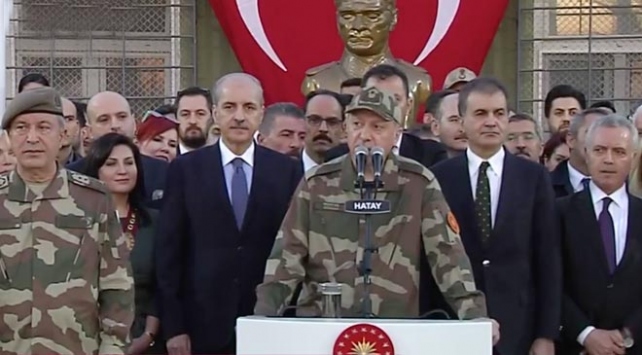 Cumhurbaşkanı Erdoğan Hatayda sınır karakolunda konuşuyor